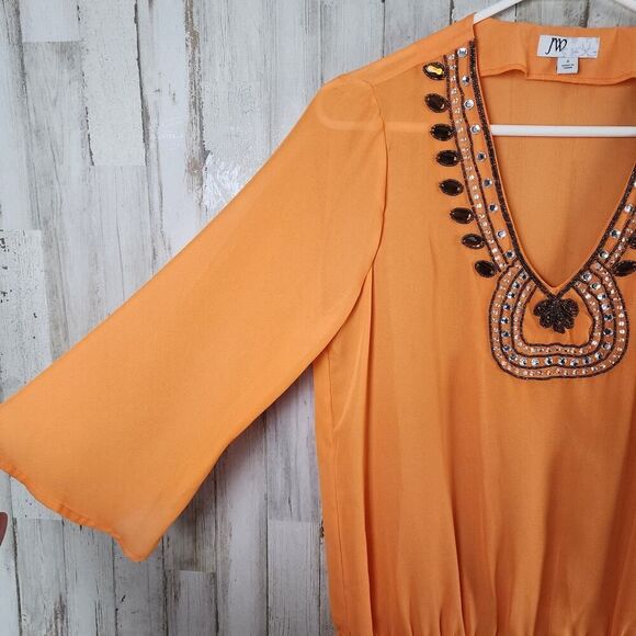 JW Beaded Tunic Top Orange Size Small - Picture 5 of 11